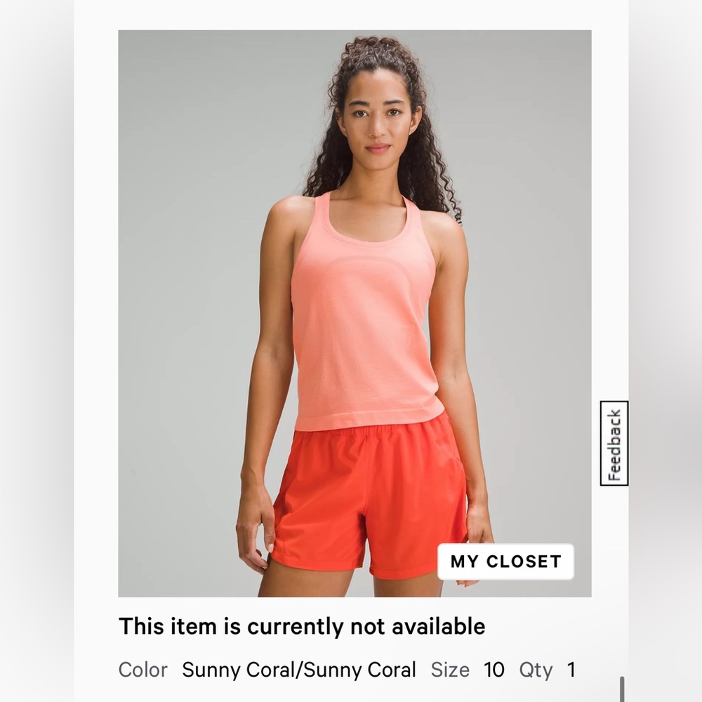 Size 10, Sunny Coral, Swiftly Tech Racerback Tank 2.0